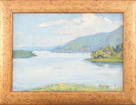 Daffinger Hanna (1883-?), 1909-ben a nagybányai szabadiskolában tanult: Vízpart. Olaj, karton. Jelzett. Dekoratív fakeretben. 24,5x34,5 cm.