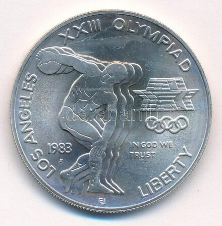 Amerikai Egyesült Államok 1983P 1$ Ag 'XXIII. Nyári Olimpiai Játékok, Los Angeles' T:1 ragasztónyom USA 1983P 1 Dollar Ag 'Los Angeles XXIII Olympiad' C:UNC gluemark Krause KM#209