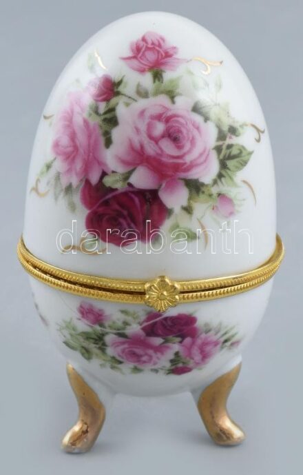 Porcelán tojás matricás, jelzés nélkül. kinyitható 10 cm