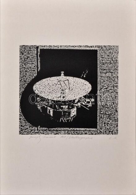 Joseph Kádár (1936-2019): Kompozíció. Elektrográfia, papír, jelzett. Művészpéldány E. A. jelzéssel. 19x21,5 cm