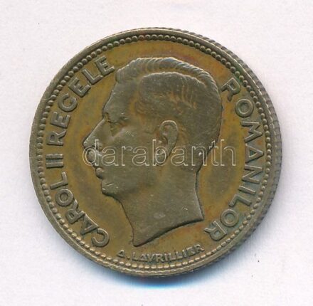 Románia 1930. 10L Ni-sárgaréz 'II. Károly' T:2,2- Romania 1930. 10 Lei Ni-brass 'Carol II' C:XF,VF Krause KM#49
