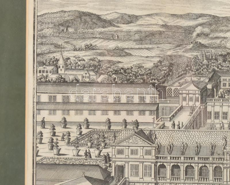 cca 1750 A braunschweigi választófejedelem Salzthalen kastélyának és kertjének látképe (Perspectivische Vorstellung des Kurfürstlichen Lust-Schlosses u. Gartens zu Salzthalen wie solches gegen den Garten zu gelegen). Rézmetszet, papír, - Image 2