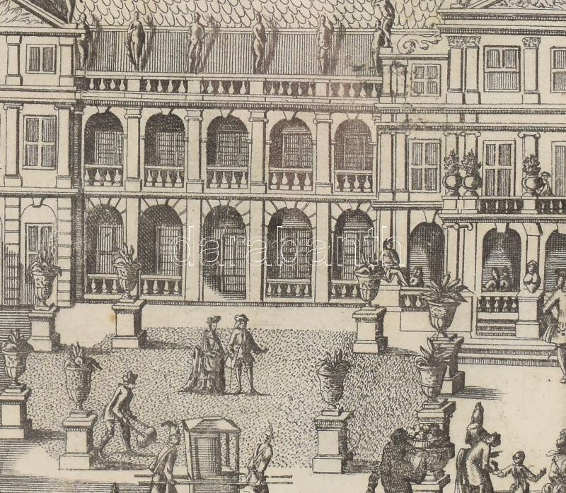cca 1750 A braunschweigi választófejedelem Salzthalen kastélyának és kertjének látképe (Perspectivische Vorstellung des Kurfürstlichen Lust-Schlosses u. Gartens zu Salzthalen wie solches gegen den Garten zu gelegen). Rézmetszet, papír, - Image 3