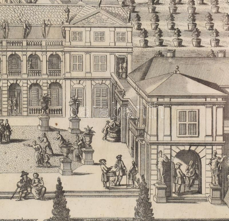 cca 1750 A braunschweigi választófejedelem Salzthalen kastélyának és kertjének látképe (Perspectivische Vorstellung des Kurfürstlichen Lust-Schlosses u. Gartens zu Salzthalen wie solches gegen den Garten zu gelegen). Rézmetszet, papír, - Image 4