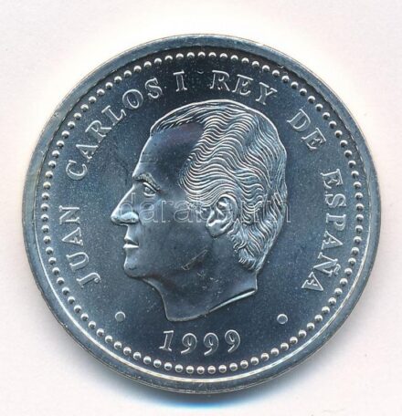 Spanyolország 1999. 2000P Ag 'Szent Jakab' forgalmi emlékérme T:BU patina, kis ph Spain 1999. 2000 Pesetas Ag 'St James' circulating commemorative coin C:BU patina, small edge error Krause KM#1011