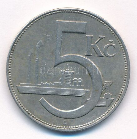 Csehszlovákia 1925. 5K Cu-Ni T:2,2- Czechoslovakia 1925. 5 Korun Cu-Ni C:XF,VF Krause KM#10