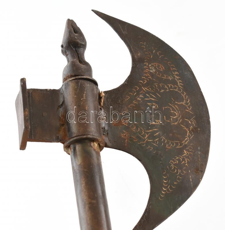 Régi fém bárd, középkori stílusban, kopott, h:65cm - Image 2