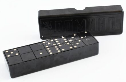 Szovjet dominó, eredeti dobozában, jó állapotban, h: 16 cm