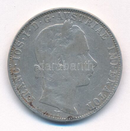 Ausztria 1858M 1Fl Ag 'Ferenc József' T:3 patina, ph. Austria 1858MA 1 Florin Ag 'Franz Joseph' C:F patina, edge error Krause KM#2219