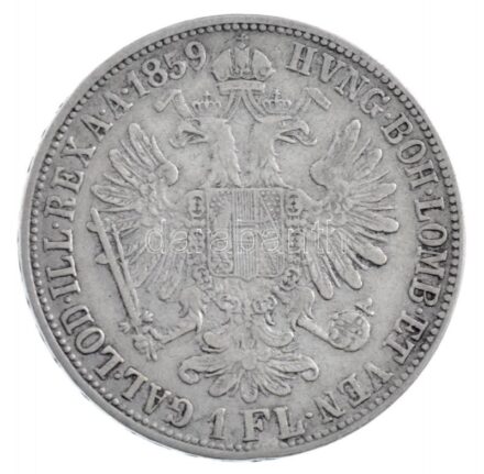 Ausztria 1859M 1Fl Ag 'Ferenc József' Milánó T:2-,3 Austria 1859M 1 Florin Ag 'Franz Joseph' Milan C:VF,F Krause KM#2219