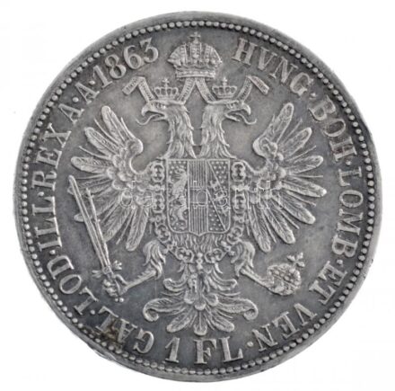 Ausztria 1863A 1Fl Ag 'Ferenc József' T:2,2- patina, karc, szennyeződés Austria 1863A 1 Florin Ag 'Franz Joseph' C:XF,VF patina, scratch, dirt Krause KM#2219