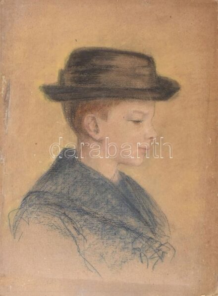 Kézdi-Kovács László (1864-1942): Fia, Kézdi-Kovács Lóránt portréja, 1906. Pasztell, karton. Jelzett a hátoldalán. 55×40 cm.