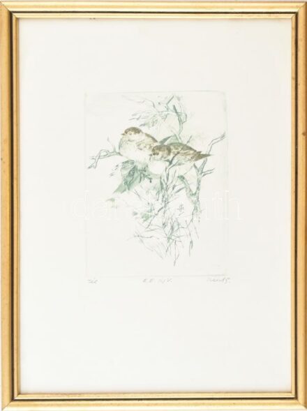 Reich Gábor (1951-): Tél. Rézkarc, papír, jelzett, művészpéldány E.E. II./V. számozással. Dekoratív, üvegezett fakeretben, 19×14,5 cm