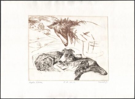 Reich Gábor (1951-): Agár álom. Rézkarc, papír, jelzett, művészpéldány E.A. IV./IX. számozással. 19×23,5 cm