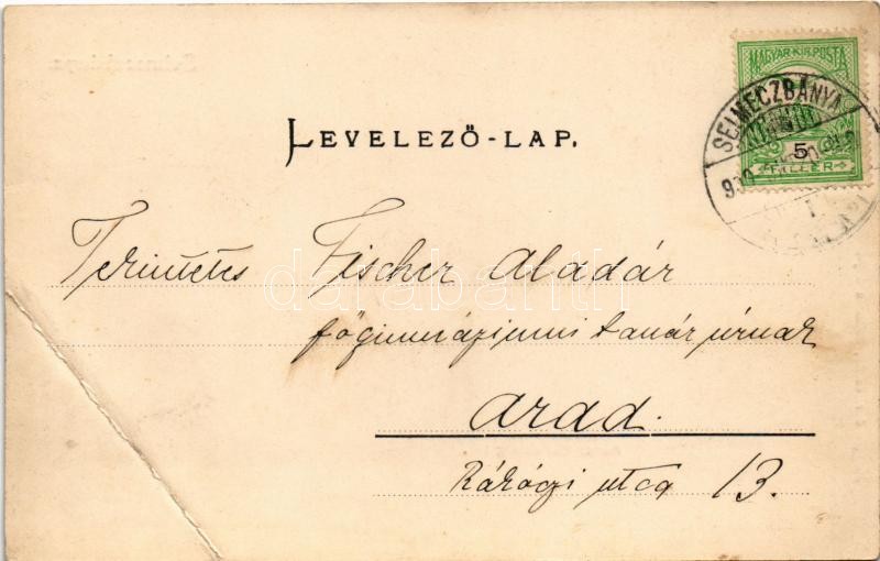 1909 Selmecbánya, Schemnitz, Banská Stiavnica; Szentháromság tér és szobor, piac. Joerges özv. és fia kiadása, Téli montázs / Trinity statue and square, market. Winter montage (EB) - Image 2