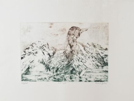 Reich Gábor (1951-): Hajnal. Rézkarc, papír, jelzett, művészpéldány E.E. I./V. számozással. Feltekerve, kisebb törésnyommal. 19,5×29 cm