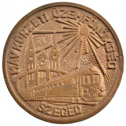 DN 'MÁV Körzeti Üzemfőnökség - Szeged' egyoldalas, öntött bronz emlékérem (103mm) T:1-