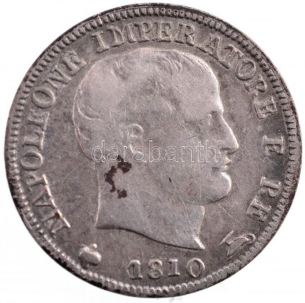Olasz Államok / Napóleon Királysága 1810M 5S Ag 'I. Napóleon' T:2 patina, kis karc Italian States / Kingdom of Napoleon 1810M 5 Soldi Ag 'Napoleon I' C:XF patina, small scratch Krause C#5.1