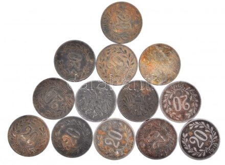 Ausztria 1916. 20h Fe (2x) + 1918. 20h Fe (11x) T:2-,3 patina Austria 1916. 20 Heller Fe (2x) + 1918. 20 Heller Fe (11x) C:VF,F patina Krause KM#2826