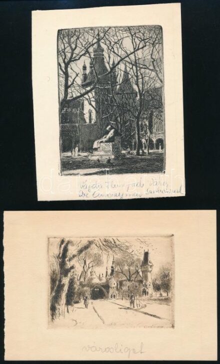 Jelzés nélkül: Budapesti részletek, 4 db rézkarc, papír, 7,5×10,5 cm