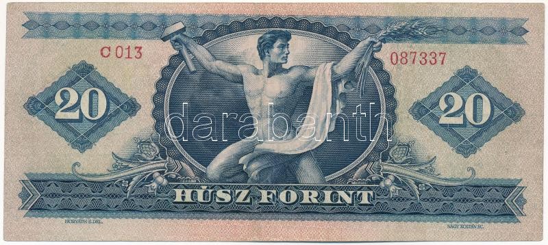 1947. 20Ft 'C 013 087337' T:III / Hungary 1947. 20 Forint 'C 013 087337' C:F Adamo F10 - Image 2