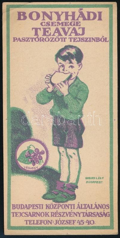 Bonyhádi csemege teavaj számolócédula