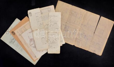 cca 1827-1942 9 db vegyes irat és okmány, magyar ill. német nyelvű, közte sérültek