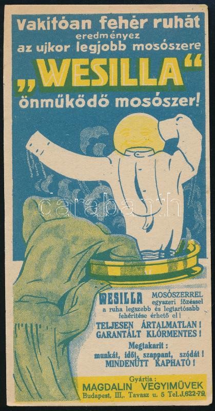 Wesilla mosószer Magdalin Vegyiművek számolócédula