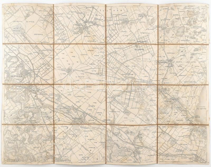 cca 1900 Mosonmagyaróvár és környékének térképe, vászonra kasírozva, hajtott, a vászon hátoldala foltos, 38x51 cm