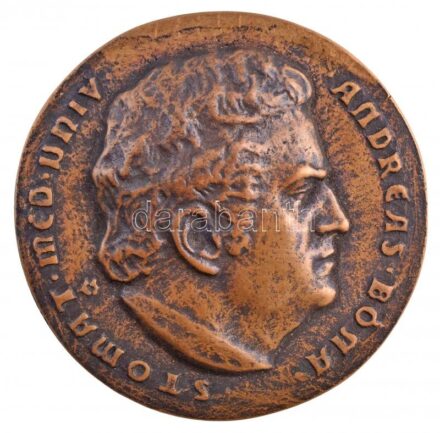 Csúcs Ferenc (1905-1999) DN 'ANDREAS BÓNA STOMAT. MED. UNIV. / MULTRA FERAT HOMO QUI VULT ANINGERE PALMAM' kétoldalas, öntött bronz emlékérem, peremén '4'-es sorszám (96mm) T:1- / Hungary ND 'ANDREAS BÓNA STOMAT. MED. UNIV. / MULTRA FERAT