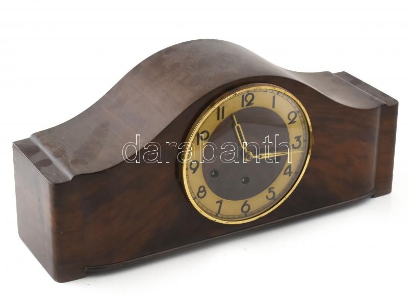 Kandallóóra, negyedütős, Westminster dallamot játszó. Müködő, jó állapotban, kulccsal. 46 cm