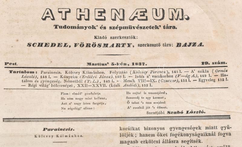 1837 Athenaeum Tudományok és Szépművészetek Tára 5 db száma - Image 2