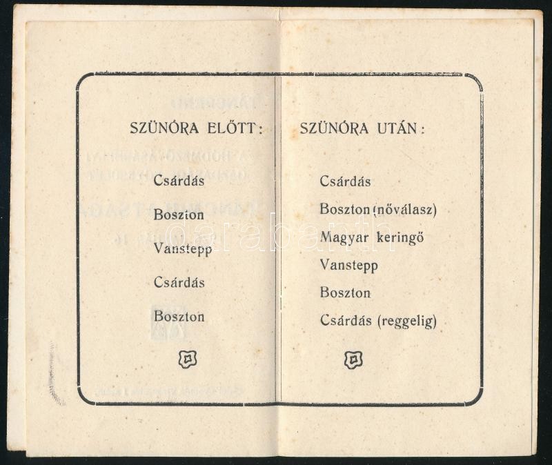 1926 A Hódmezővásárhelyi Gazdasági Egyesület táncmulatságának táncrendje, litho címlap, kitöltetlen - Image 2