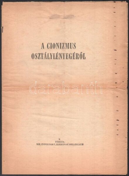1970 A Cionizmus osztálylényegéről 6 p.