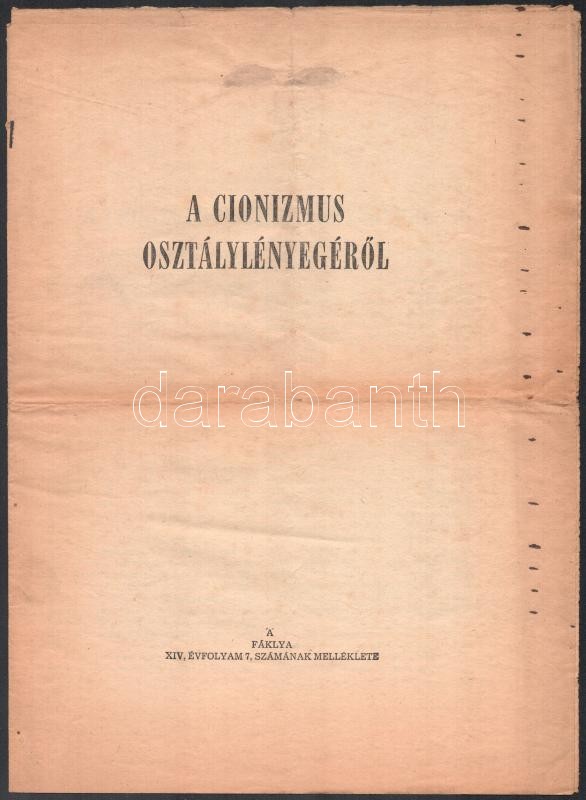 1970 A Cionizmus osztálylényegéről 6 p.