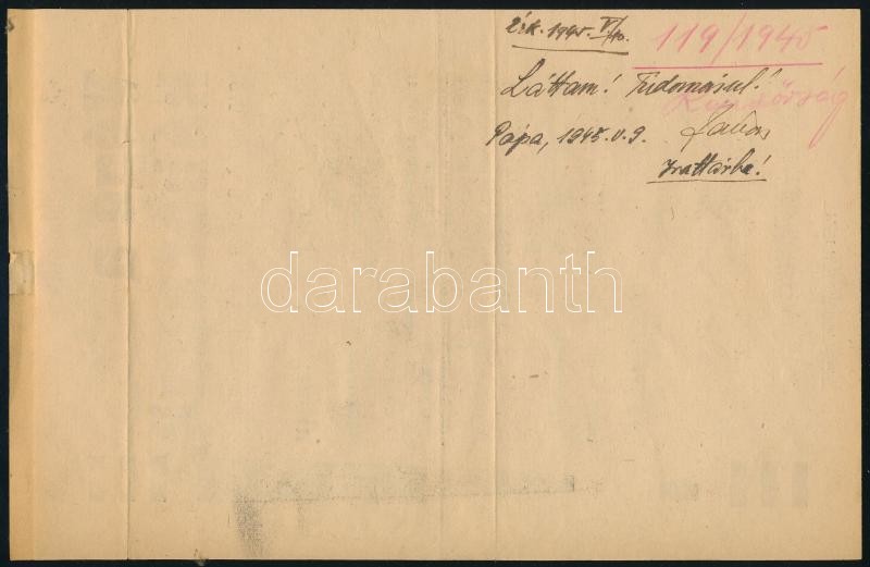 1945 Vége a háborúnak. Pápa, MKP röplapja és népünnepélyre szóló meghívója 17x24 cm - Image 2