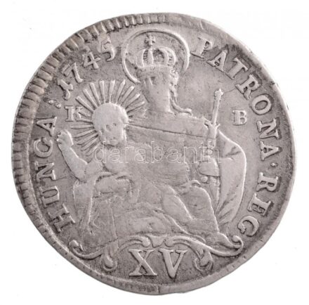1745KB XVkr Ag 'Mária Terézia' Körmöcbánya (6,19g) T:2- juszt. / Hungary 1745KB XV Kreuzer Ag 'Maria Theresia' Kremnitz (6.19g) C:VF adjusted Huszár 1711., Unger III: 1245.