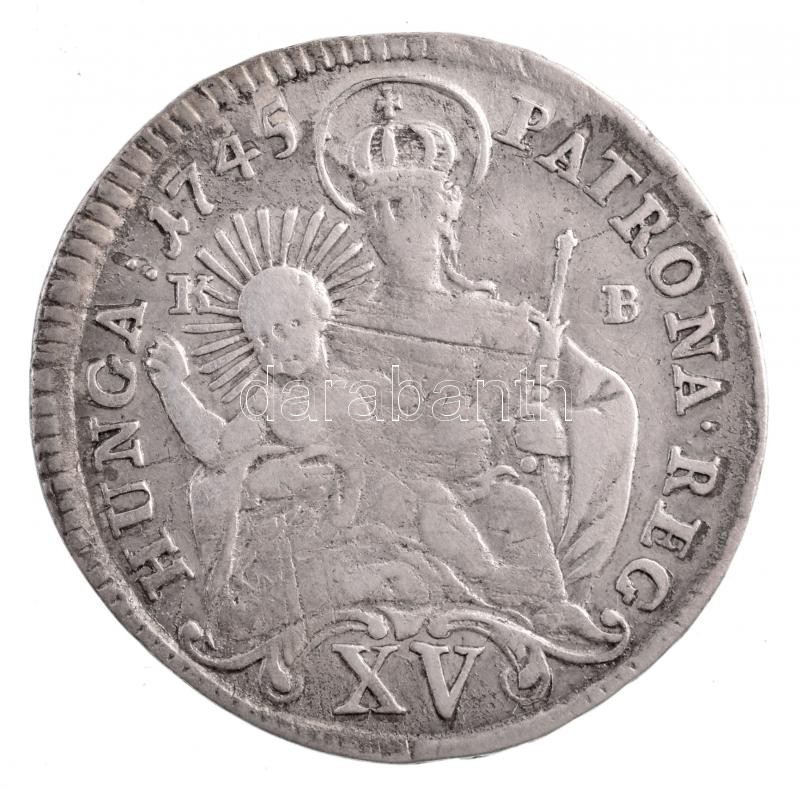 1745KB XVkr Ag 'Mária Terézia' Körmöcbánya (6,19g) T:2- juszt. / Hungary 1745KB XV Kreuzer Ag 'Maria Theresia' Kremnitz (6.19g) C:VF adjusted Huszár 1711., Unger III: 1245.