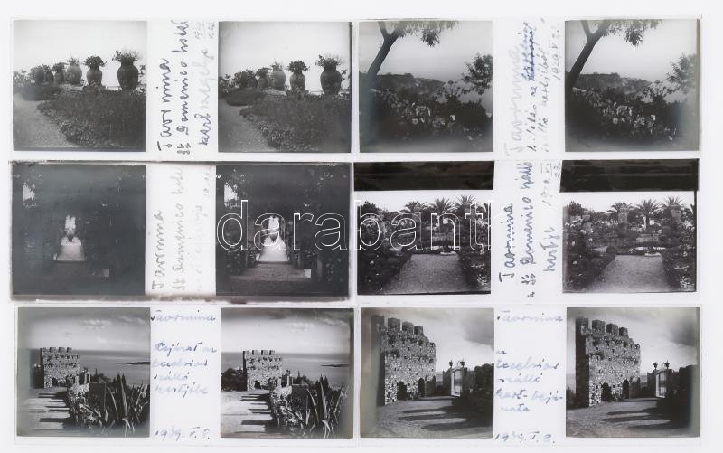 1929-1939 Taormina látnivalói, 4 db kis doboznyi üveglemez pozitív, 4,5×10,5 cm - Image 2