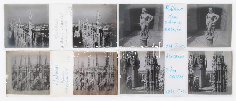 1931, 1936 Milánói dóm látnivalói, kis doboznyi üveglemez pozitív, 4,5×10,5 cm - Image 2