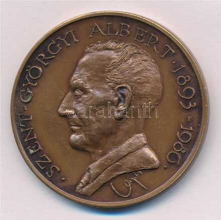 Lapis András (1942-) 1987. 'Szent-Györgyi Albert 1893-1986 / Szote - Nobel-díjának 50. évfordulójára - MÉE' bronz emlékérem (42,5mm) T:1- CS 621.