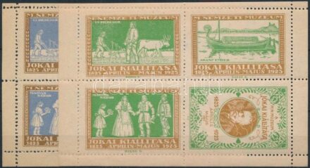 1925 Jókai kiállítás 2 klf levélzáró kisív, mindkettő gépszínátnyomattal