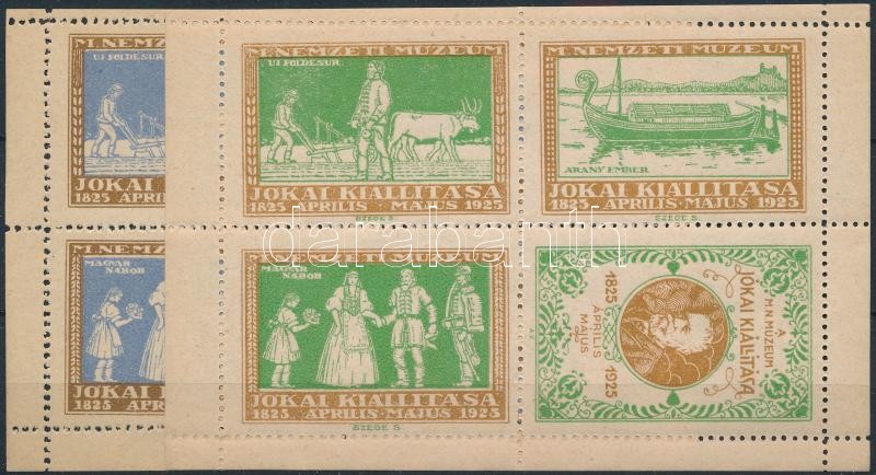 1925 Jókai kiállítás 2 klf levélzáró kisív, mindkettő gépszínátnyomattal