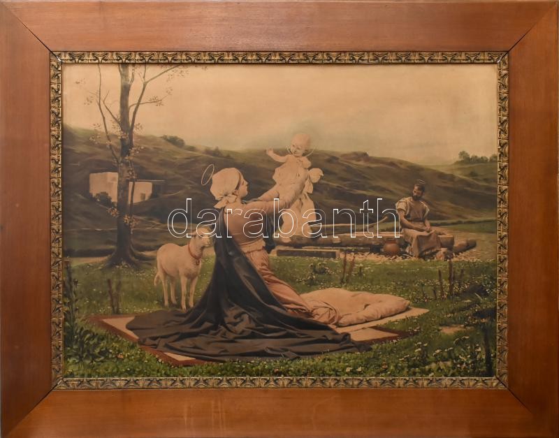 Szecessziós fa képkeret vászon nyomattal, nyomat javított sérüléssel, keret hátsó élénél kissé sérült, belső méret: 72x99 cm / KIZÁRÓLAG SZEMÉLYES ÁTVÉTEL, NEM POSTÁZZUK! / ONLY PERSONAL COLLECTION AT OUR OFFICE.