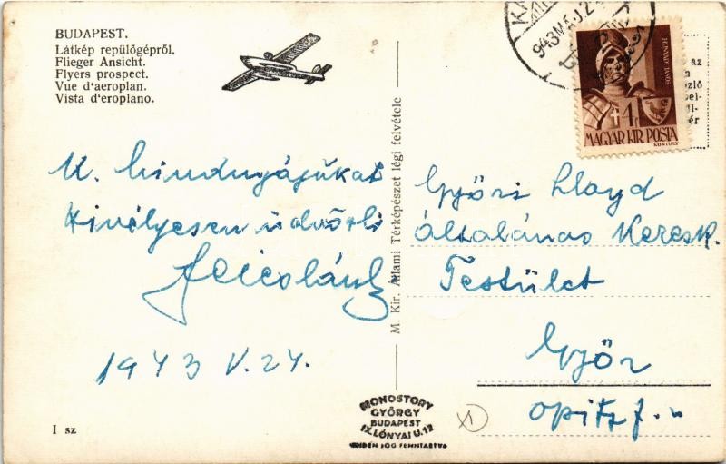 1943 Budapest, Gellérthegy, Tabán, Citadella. A m. kir. állami térképészeti intézet légi felvétele I. - Image 2