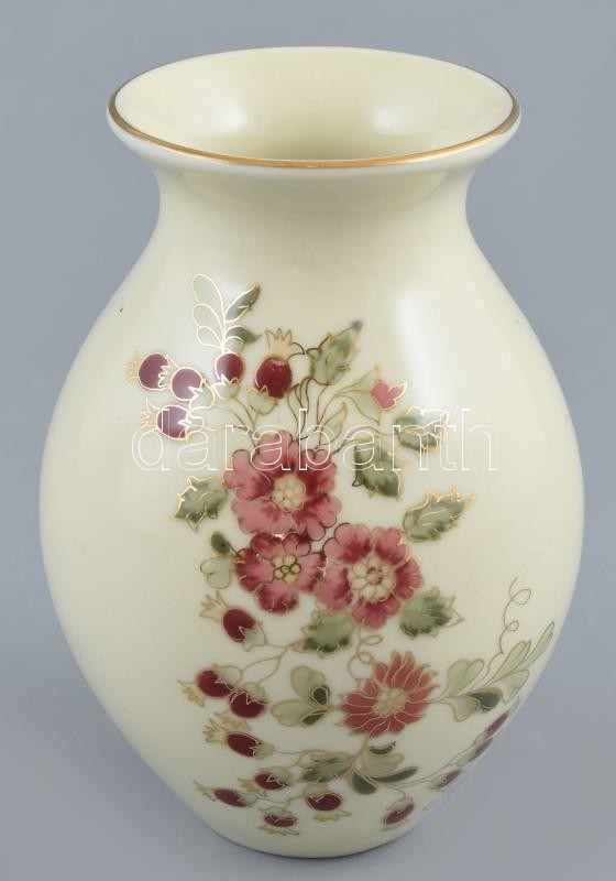 Zsolnay virágmintás váza, kézzel festett, jelzett, hibátlan, m: 13 cm - Image 2