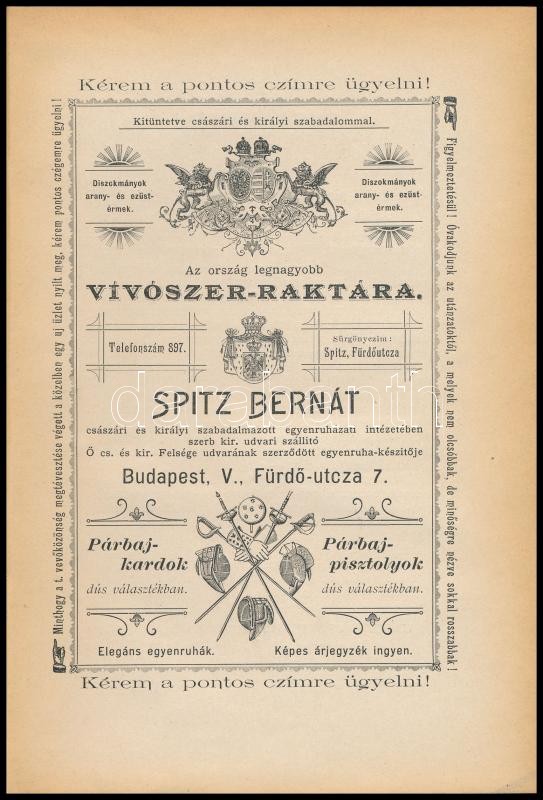 Lovas Gyula: Utmutató a lovagias ügyek elintézéshez. Párbajszabályok. A Párbajvívás. Lovas (Röszler) Lajos eredeti rajzaival. A szerző, Lovas Gyula (1870-?) okleveles vívómester által tanítványának (Lenkey Gusztáv) részére - Image 4