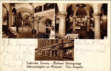 1937 Budapest I. Tabán-bár, dancing, tánc, hangulat, belső. Tervezték Strohmayer (Döbrentei tér)