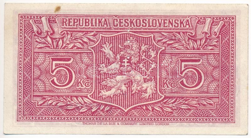 Csehszlovákia 1945. 5K három darab perforált lyukkal 'UP809992' T:I Czechoslovakia 1945. 5 Korun with three perforated hole 'UP809992' C:UNC Krause 59 - Image 2