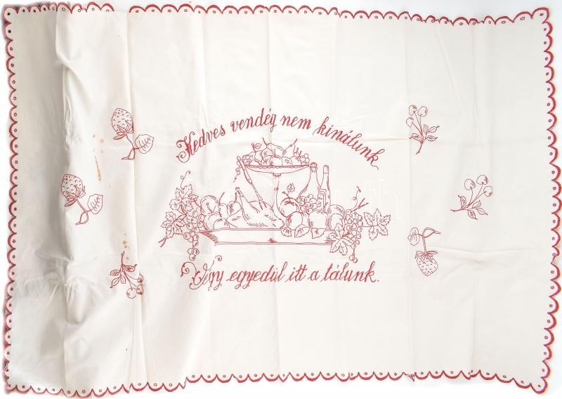 2 db régi, hímzett konyhai falvédő. Nagyobbik 120x80 cm - Image 2